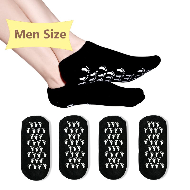 Pnrskter Moisturizing Socks  Gel Socks Soft Moisturizing Gel Socks  Gel Spa Socks for Repairing and Softening Dry Cracked Feet Skins (Men Size(Black)) - Image 1